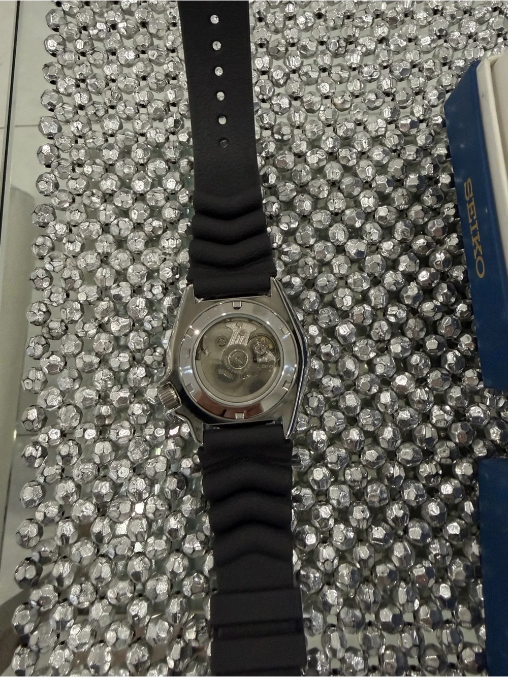 Seiko Black Dial Automatic Diver's Watch with Silver Accents